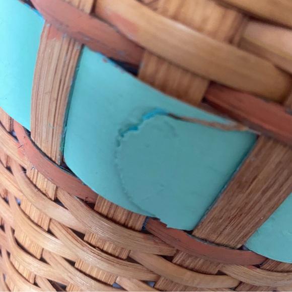 Vintage Woven Wood Basket with Handle | Rustic Farmhouse Storage Basket - Picture 11 of 12